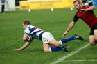 Tynedale's Jack Harrison scoring a try against Blaydon